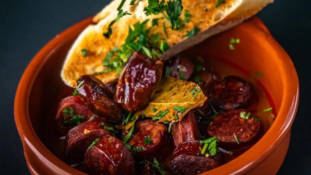 chorizo w cydrze z daktylami w restauracji just friends w poznaniu